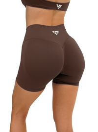 RECOIL HIGH WAIST SCRUNCH SHORTS - ESPRESSO