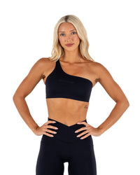 IGNITE ONE SHOULDER CROP - BLACK